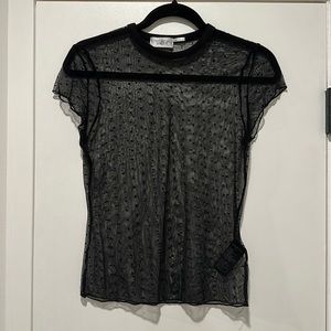 Urban Outfitters Black Polka Dot Short Sleeve Top
